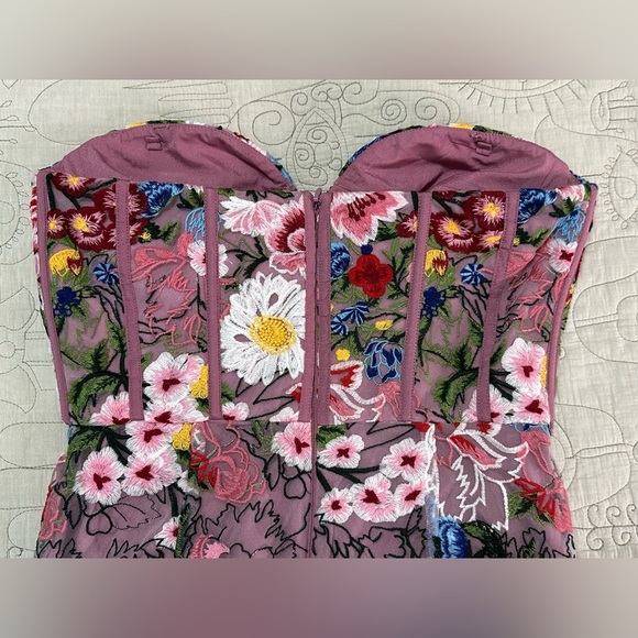 NEW Dress the Population Carina Embroidered Strapless Dress M/8-10 Blush Multi - Picture 12 of 15